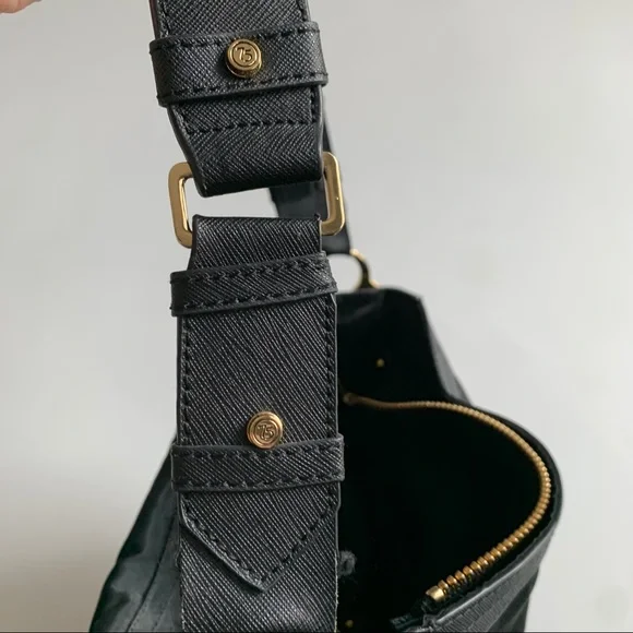 JPK Paris 75 Nylon Shoulder Bag Purse Black Gold Hardware - Picture 5 of 12